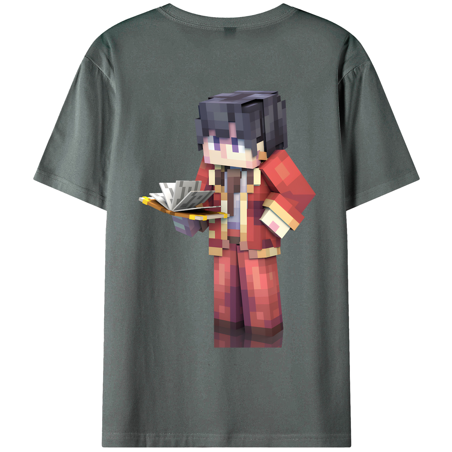 （画像用） マインクラフト ブロックの世界 Minecraft MC Block world 綿100％ メンズ半袖Tシャツ（バックプリント） 通気性